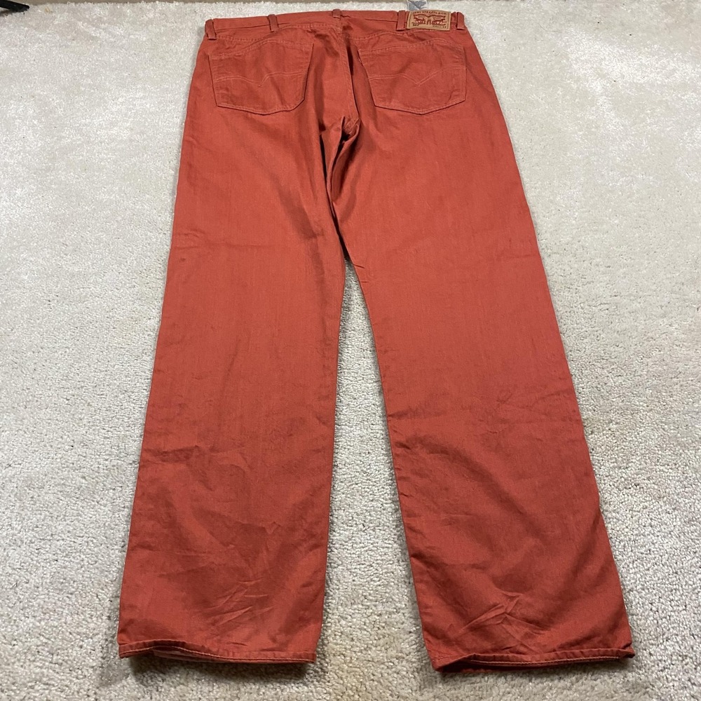 Levis 501 Jeans Mens 40x34* Orange Button Fly Straight Leg Denim Pants Classic